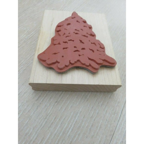 Vintage 1996 Print Works Christmas Pine Tree Mounted Rubber Stamp Wooden Block - Picture 2 of 9